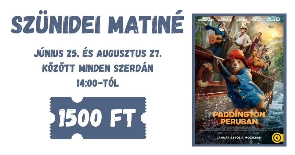 SZÜNIDEI MATINÉ - PADDINGTON PERUBAN